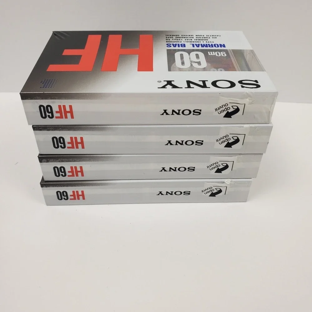 Sony HF60 Type I Normal Bias 90m Blank Cassette Lot Pack Of 4 Tapes New Sealed